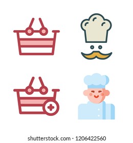 Food icon set. vector set about shopping basket and chef icons set.