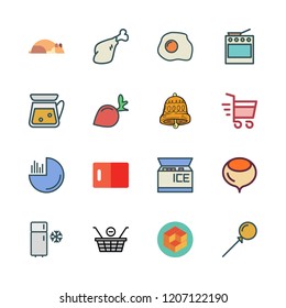 food icon set. vector set about lemonade, shopping basket, oven and lollipop icons set.