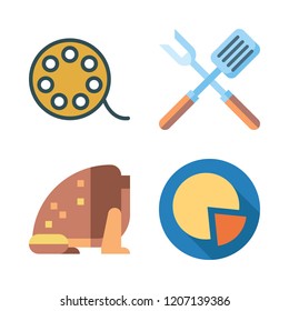 food icon set. vector set about spatula, movie, pie chart and toad icons set.