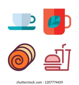 food icon set. vector set about hamburger, hay and tea cup icons set.