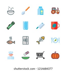 food icon set. vector set about ladle, tea cup, chef and pumpkin icons set.