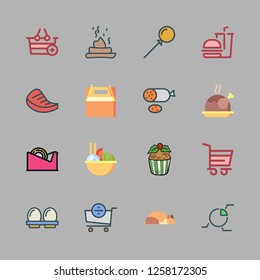 food icon set. vector set about takeaway, meat, cupcake and hamster icons set.