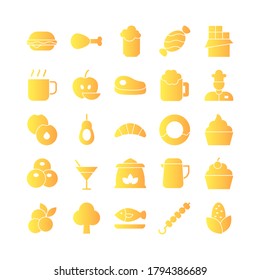 Food icon set vector gradient for website, mobile app, presentation, social media. Suitable for user interface and user experience.