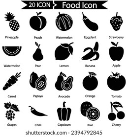 Juego de iconos de alimentos, gráficos vectoriales