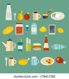 Food icon set. Vector illustration.