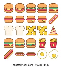 Food icon set vector isolated, suitable for your food content