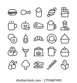 Food icon set vector line for website, mobile app, presentation, social media. Suitable for user interface and user experience.