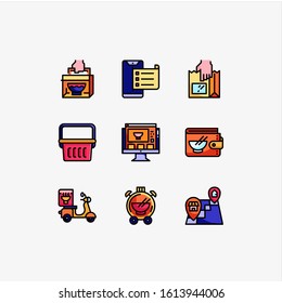 food icon set, vector lineal color