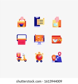 food icon set, vector lineal color