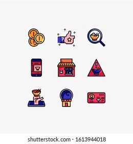 food icon set, vector lineal color