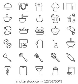 food icon set, vector,Collection of restaurant thin line icons,Spoon and Fork Icon Vector