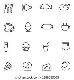 food icon set, vector,Collection of restaurant thin line icons,Spoon and Fork Icon Vector