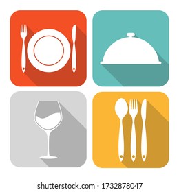 Essenszeichensset für Web- und Mobile-Anwendungen. Vector Illustration eps10