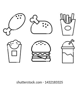 Food icon set. White background isolated