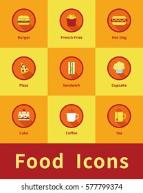 Food icon, use flat design and warm color, template elements for web, mobile applications, advertisement.