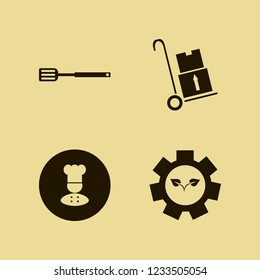 food icon. food vector icons set handcart, gear sprout, chef and spatula