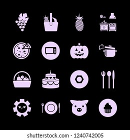 food icon. food vector icons set pumpkin, cupcake, nut and basket pineapple banana