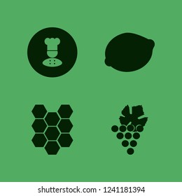 food icon. food vector icons set chef, lemon, grape and honeycombs
