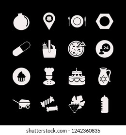 food icon. food vector icons set room service, wheelbarrow, chef and nut