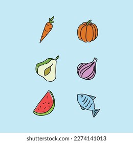 paquete de ilustraciones vectoriales de iconos alimentarios