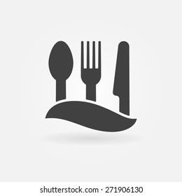 Food icon - vector knife, fork and spoon, cafe logo or symbol