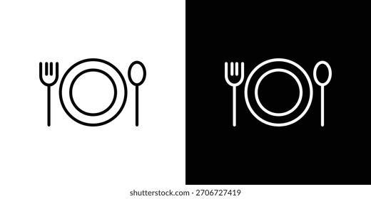 Speisesymbol. Lineares Vektorsymbol einzeln auf Schwarz-Weiß