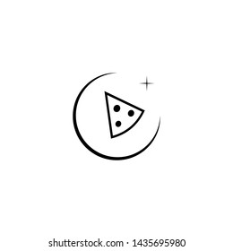 Food Icon Vector Pizza Line and Sparkling black White