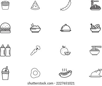 Juego de vectores de iconos de alimentos - icono de línea simple