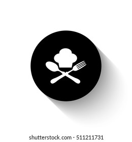 food icon - white vector  icon with shadow