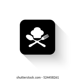 food icon - white vector  icon with shadow