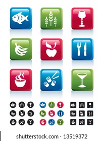 Food icons in 4 variations, part 1
