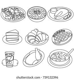 Food Icons Black On White Background Stock Vector (Royalty Free ...