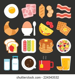 Food icons, breakfast