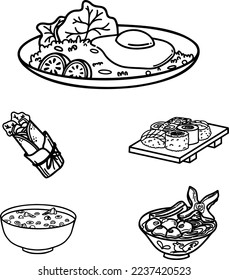 Food icons to complete instructions in the cookbook. Simple food icon.