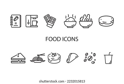 food icons design illustration set cooking and fast food icon