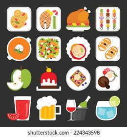 Food icons, dinner