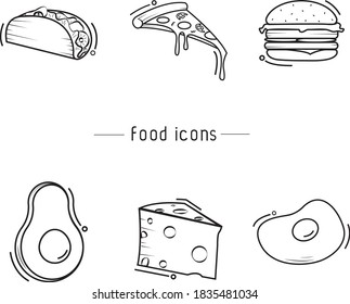 Food icons with fast food