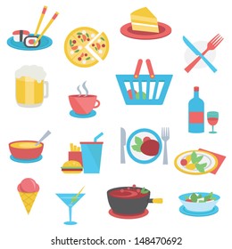 Food icons - flat style