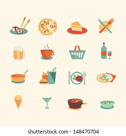 Food icons - flat style