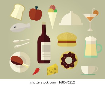 food icons flat style