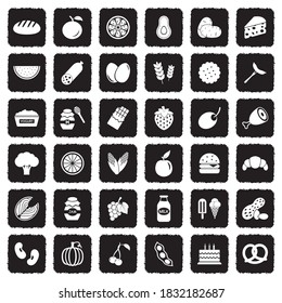 Food Icons. Grunge Black Flat Design. Vector Illustration.