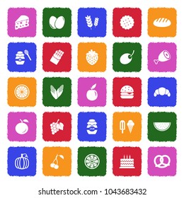 Food Icons. Grunge Color Flat Design. Vector Illustration.