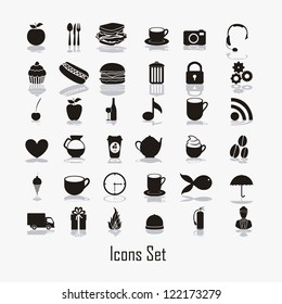 food icons illustration, icon silhouettes, vector illustration