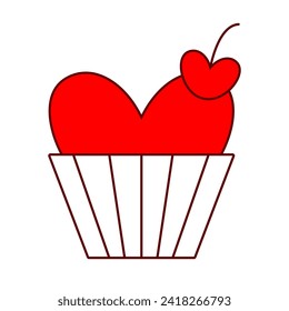 Food icons in the kitchen with media in various shapes, heart art illustration