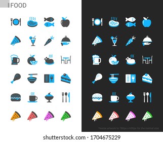 Food icons light and dark theme. 48x48 Pixel perfect.