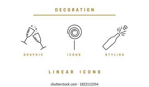 Food icons in linear style. icon vector graphic.
