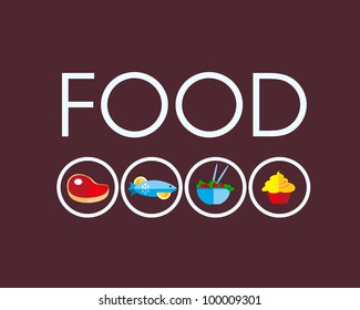 food icons with meat and vegetarian food