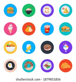 
Food Icons in Modern Flat Rounded Style 