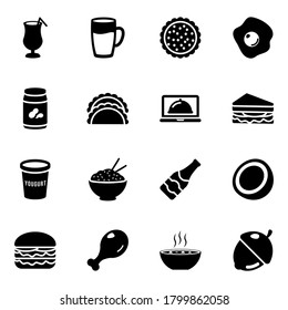 Food Icons in Modern Solid Style Set