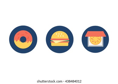 Food icons on blue background